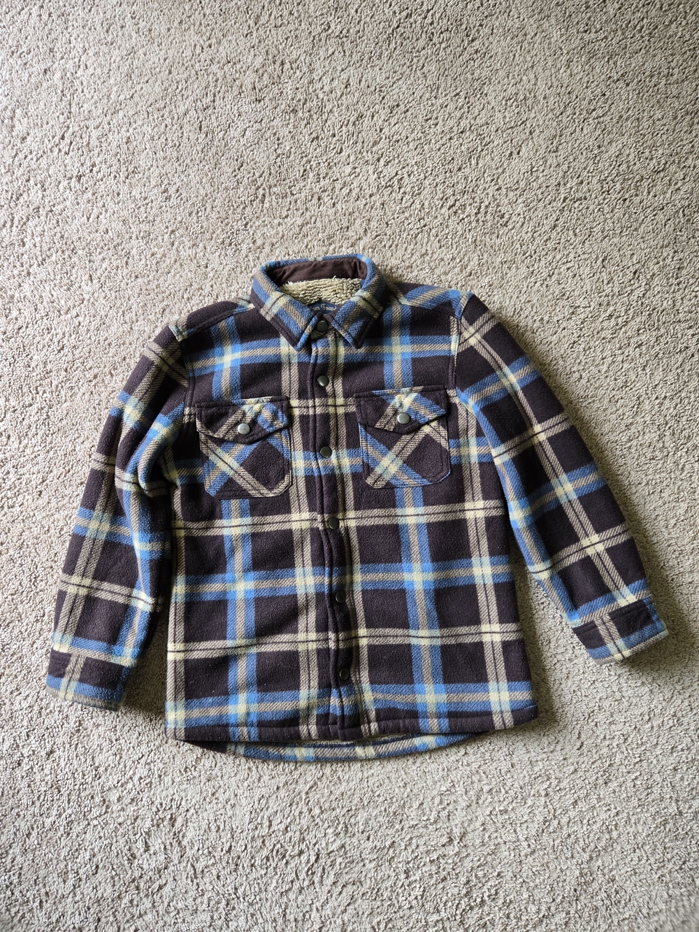 Freedom Foundry Youth Boys Sherpa-Lined Plaid Flannel Shacket Size S